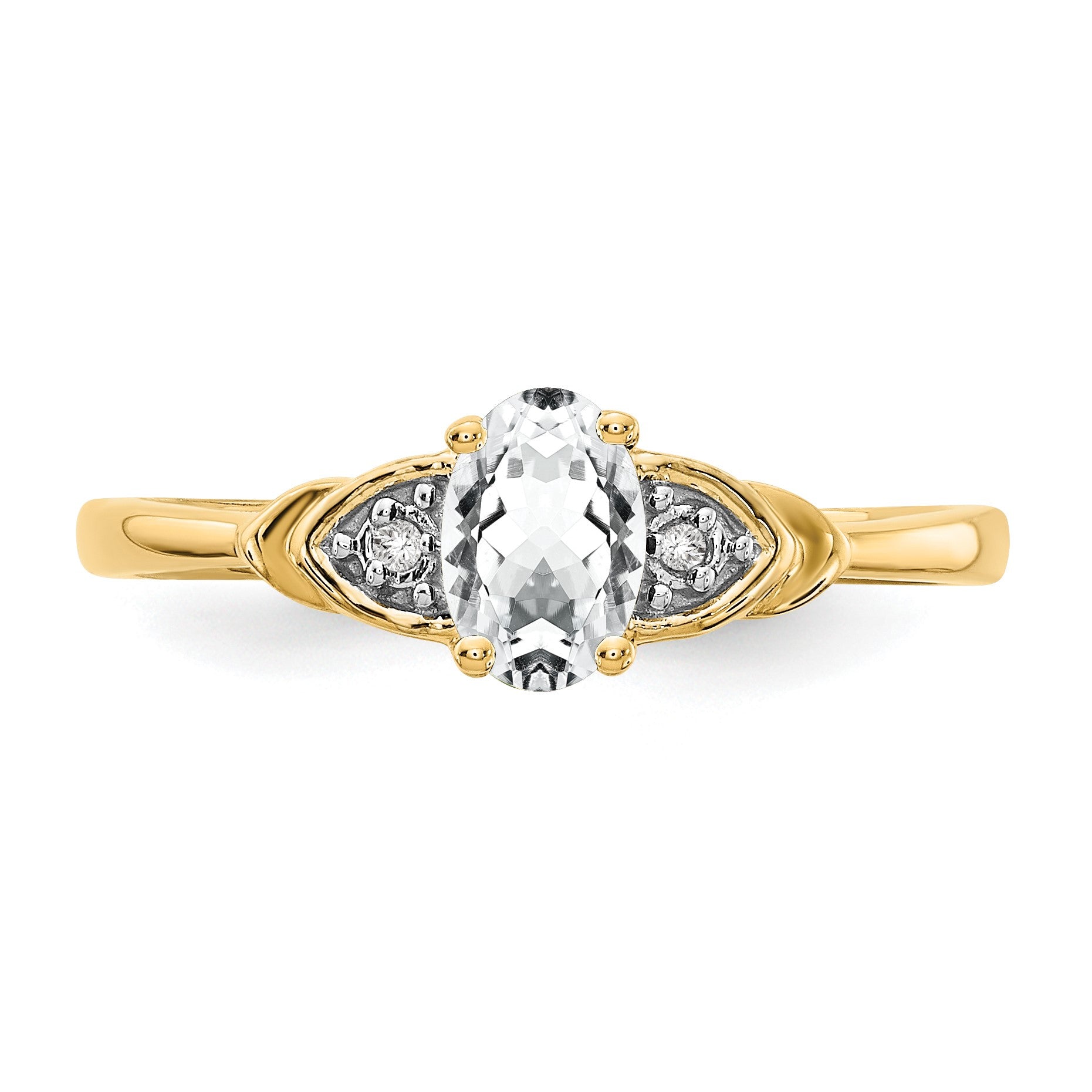 14k 6x4 Oval April/White Topaz and Diamond Ring