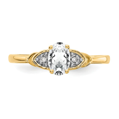 14k 6x4 Oval April/White Topaz and Diamond Ring