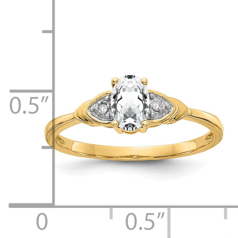 14k 6x4 Oval April/White Topaz and Diamond Ring