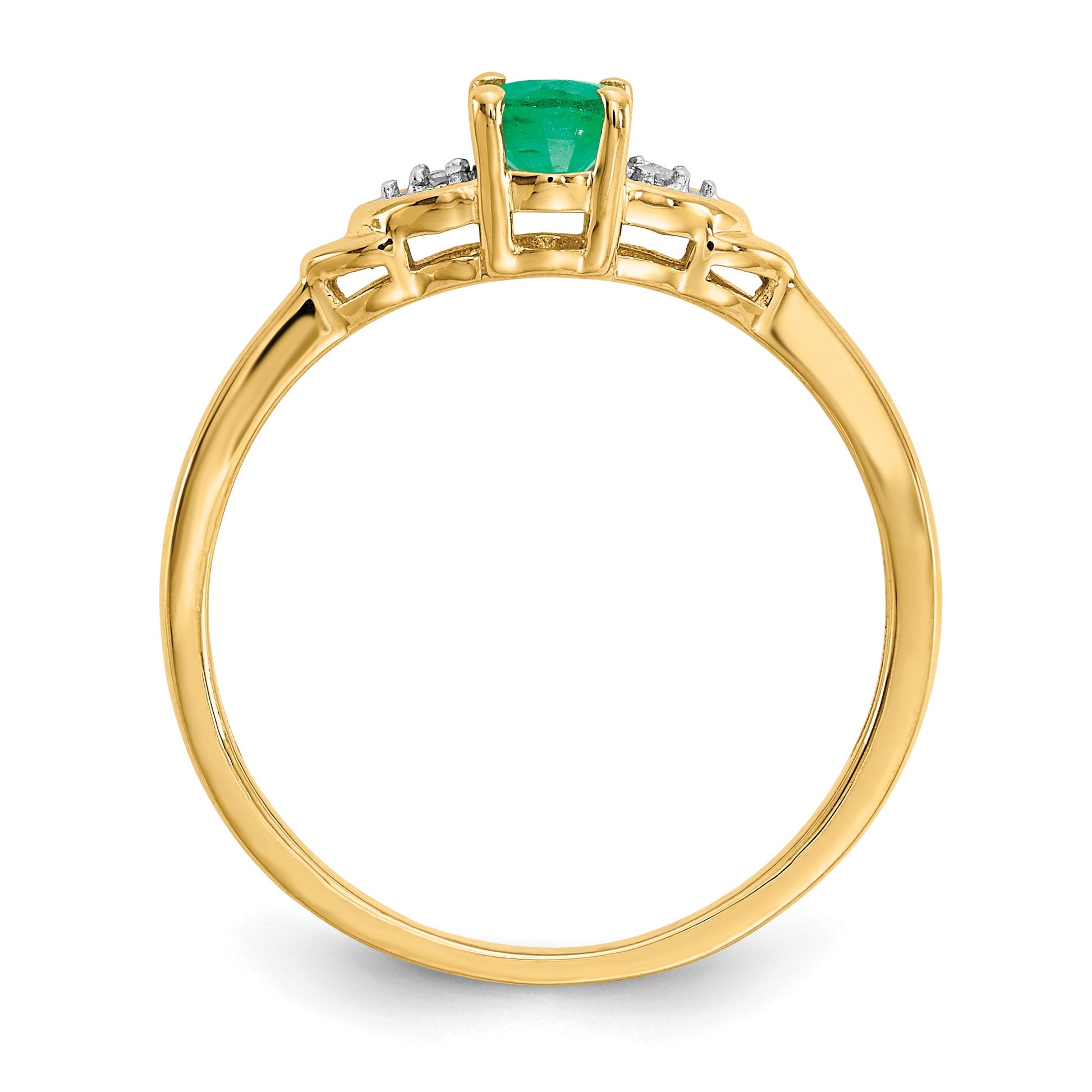 14k 6x4 Oval May/Emerald and Diamond Ring