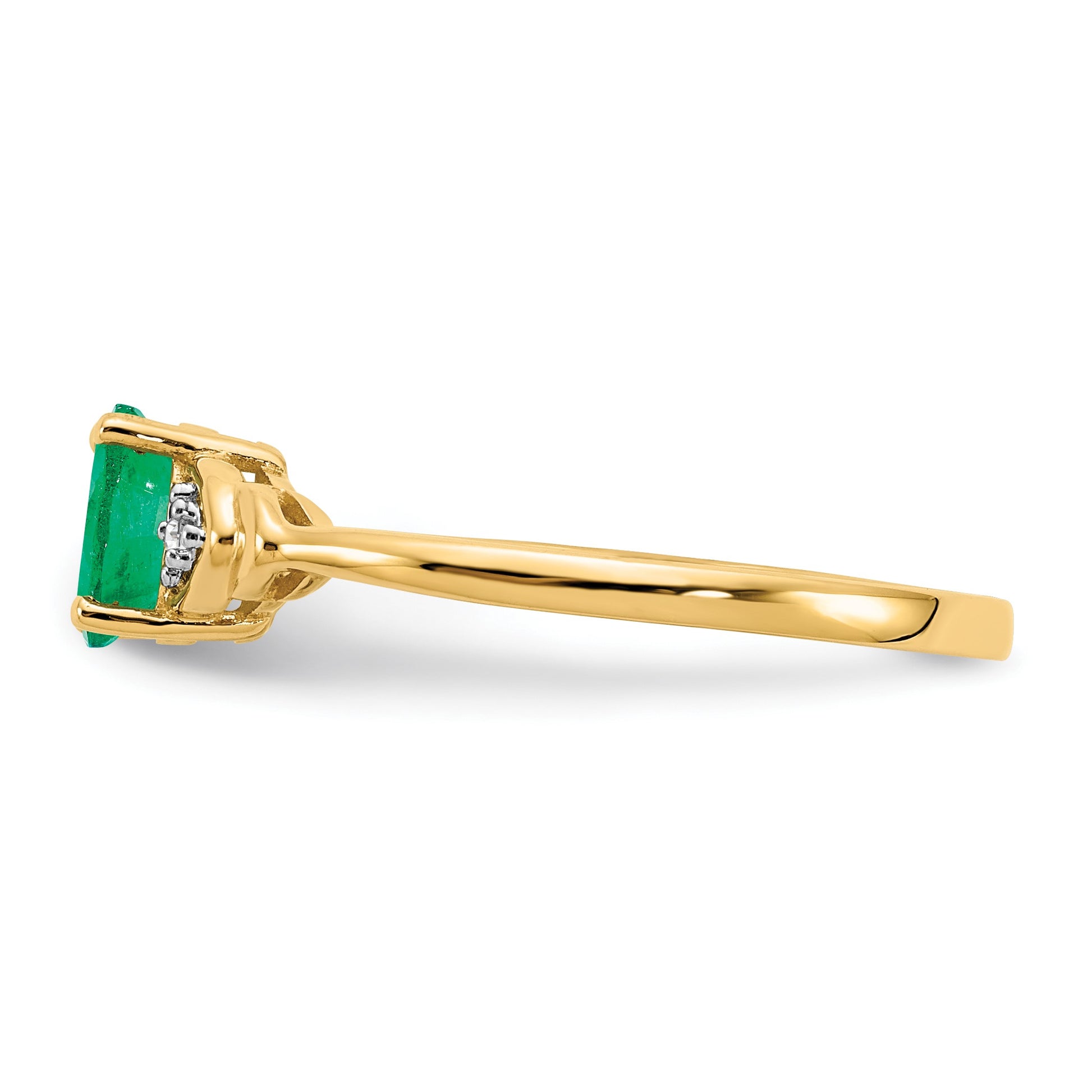 14k 6x4 Oval May/Emerald and Diamond Ring
