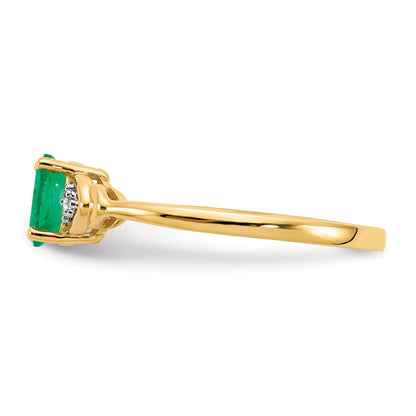 14k 6x4 Oval May/Emerald and Diamond Ring
