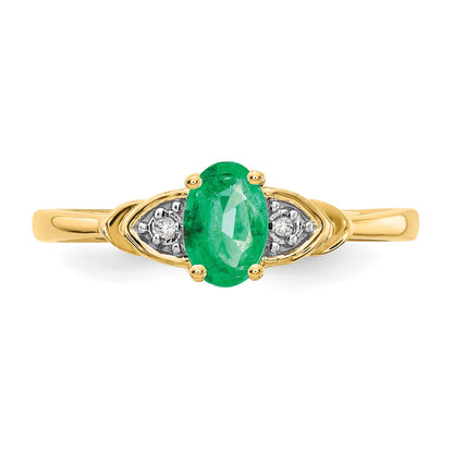 14k 6x4 Oval May/Emerald and Diamond Ring