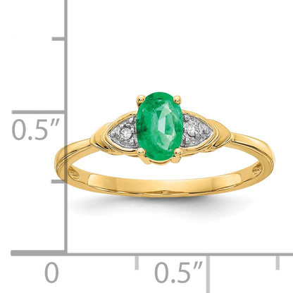 14k 6x4 Oval May/Emerald and Diamond Ring