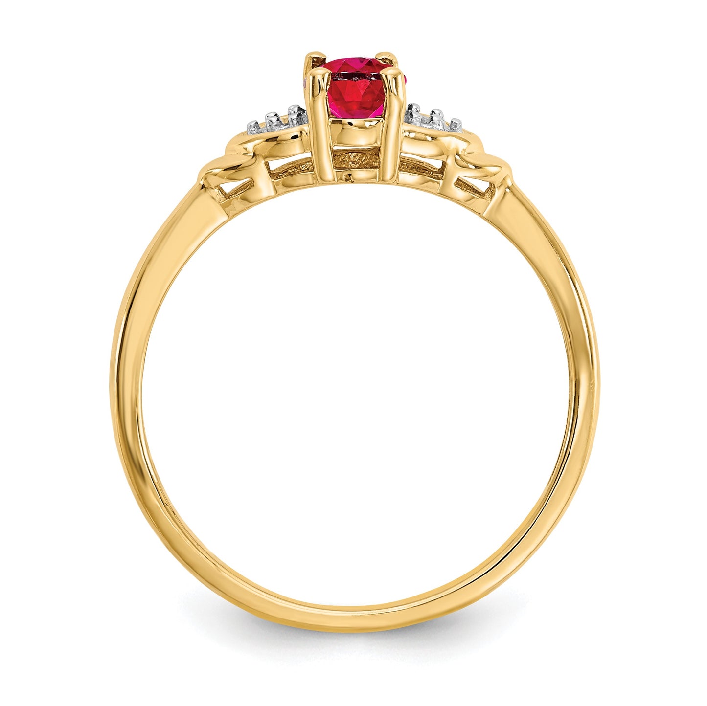 14k 6x4 Oval July/Ruby and Diamond Ring