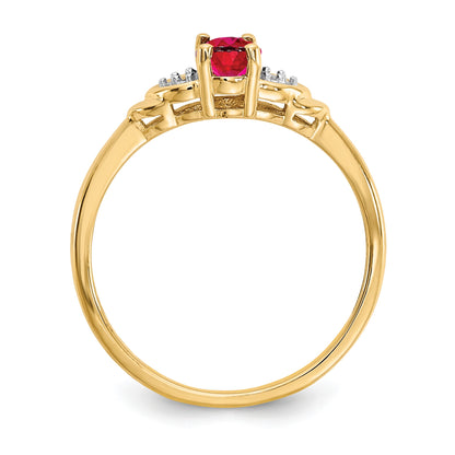 14k 6x4 Oval July/Ruby and Diamond Ring