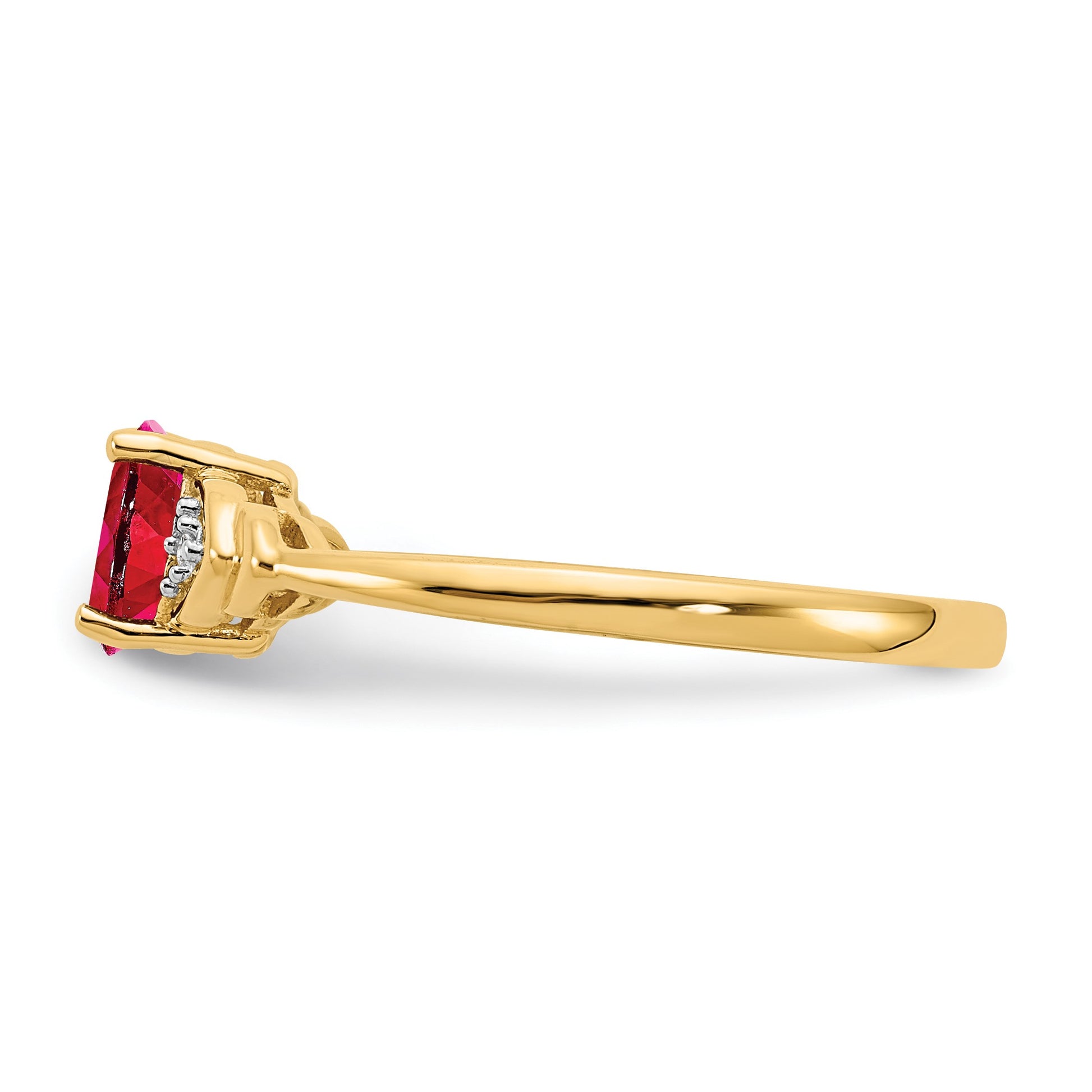 14k 6x4 Oval July/Ruby and Diamond Ring