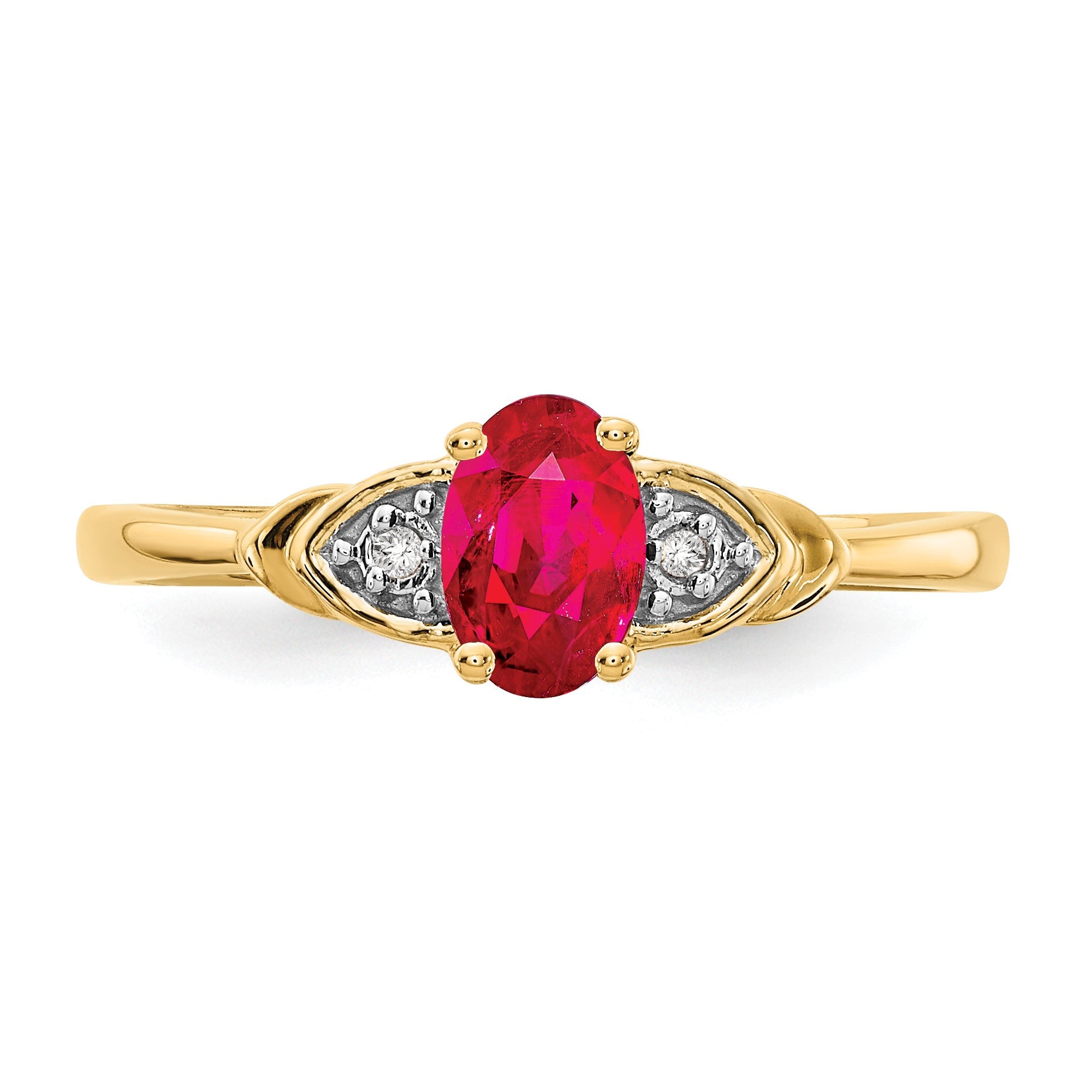 14k 6x4 Oval July/Ruby and Diamond Ring