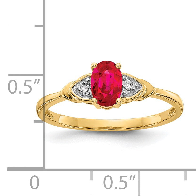 14k 6x4 Oval July/Ruby and Diamond Ring