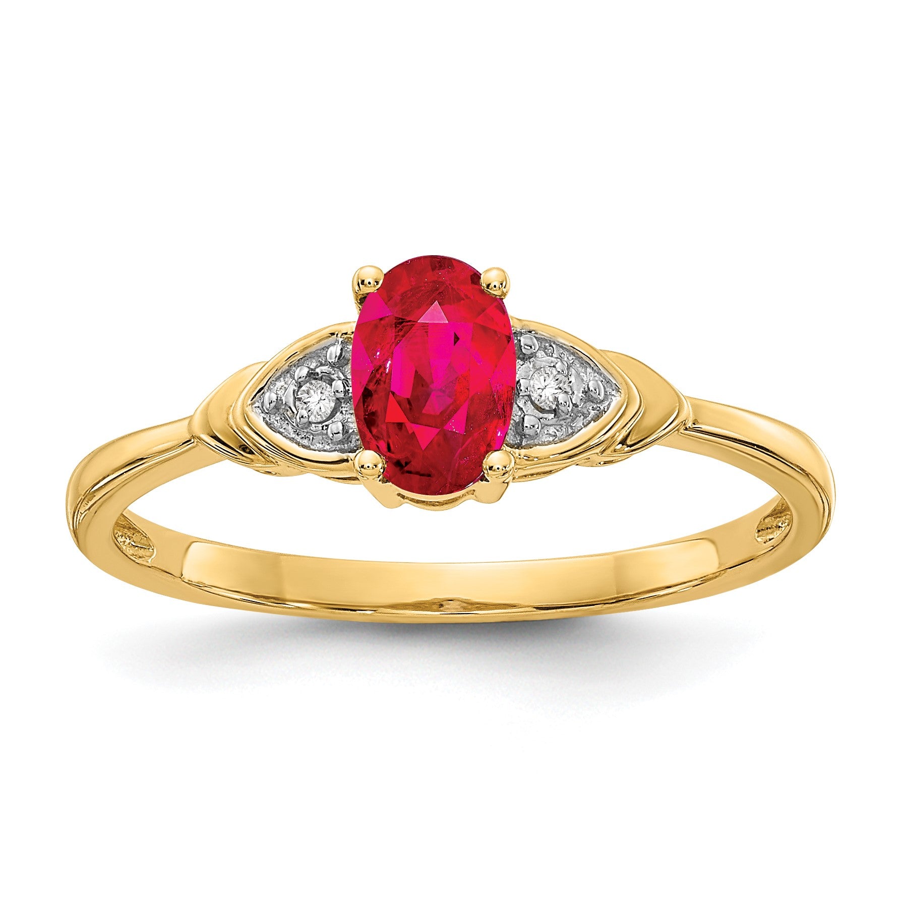 14k 6x4 Oval July/Ruby and Diamond Ring