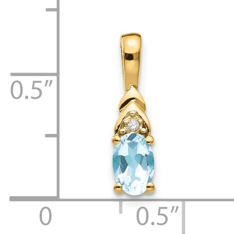 14k 6x4 Oval March/Aquamarine and Diamond Pendant