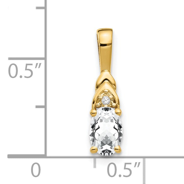 14k 6x4 Oval April/White Topaz and Diamond Pendant