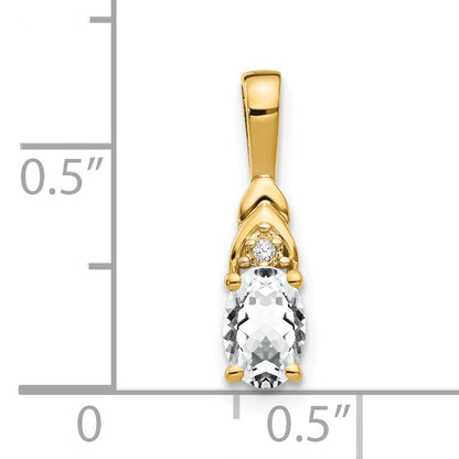 14k 6x4 Oval April/White Topaz and Diamond Pendant