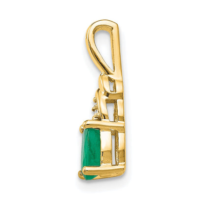 14k 6x4 Oval May/Emerald and Diamond Pendant
