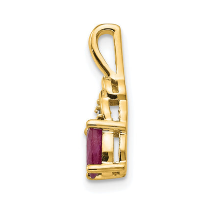 14k 6x4 Oval July/Ruby and Diamond Pendant