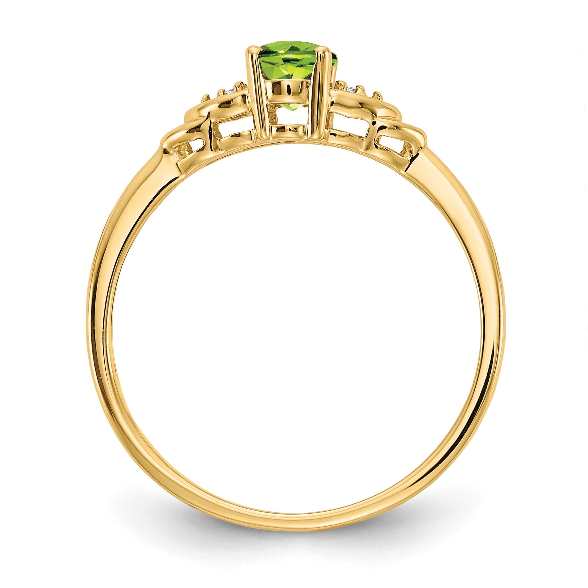 14k 6x4 Oval August/Peridot and Diamond Ring