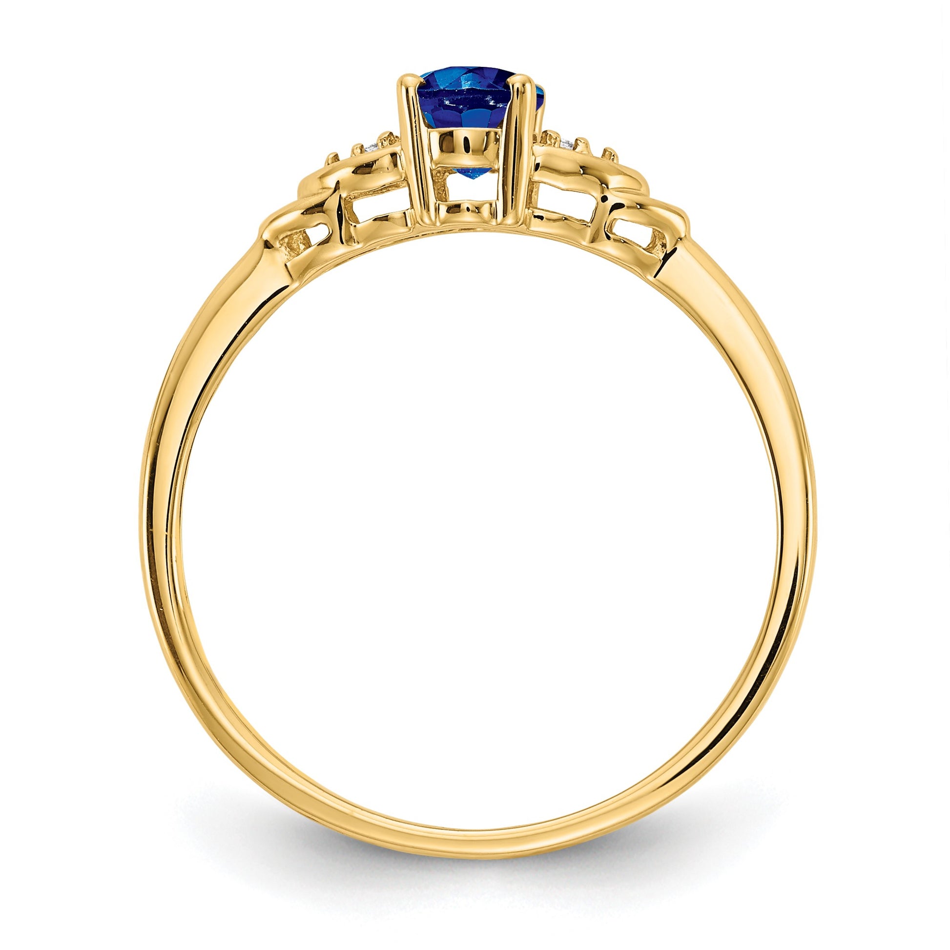 14k 6x4 Oval September/Sapphire and Diamond Ring