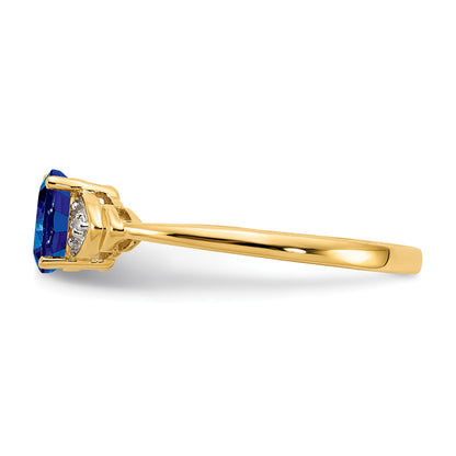 14k 6x4 Oval September/Sapphire and Diamond Ring