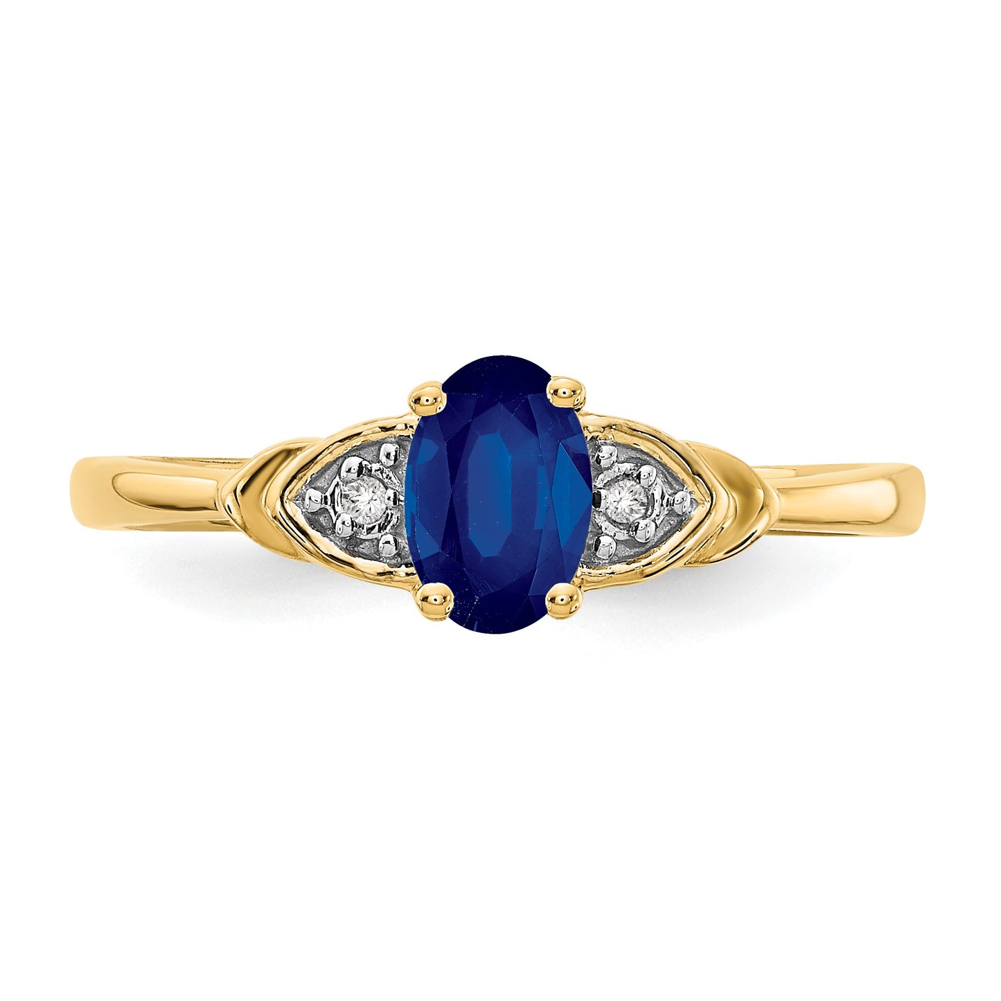 14k 6x4 Oval September/Sapphire and Diamond Ring