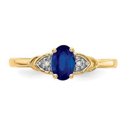 14k 6x4 Oval September/Sapphire and Diamond Ring