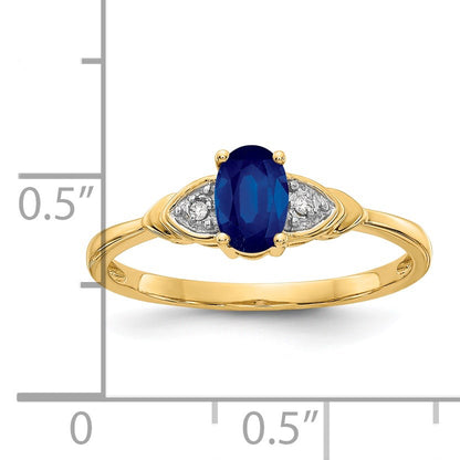 14k 6x4 Oval September/Sapphire and Diamond Ring
