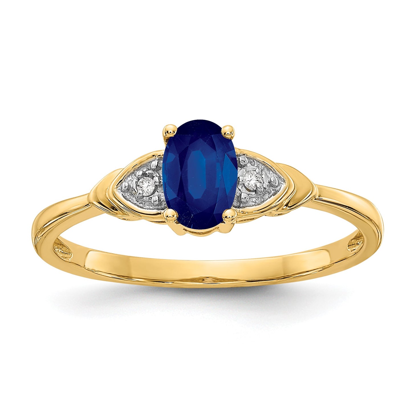 14k 6x4 Oval September/Sapphire and Diamond Ring