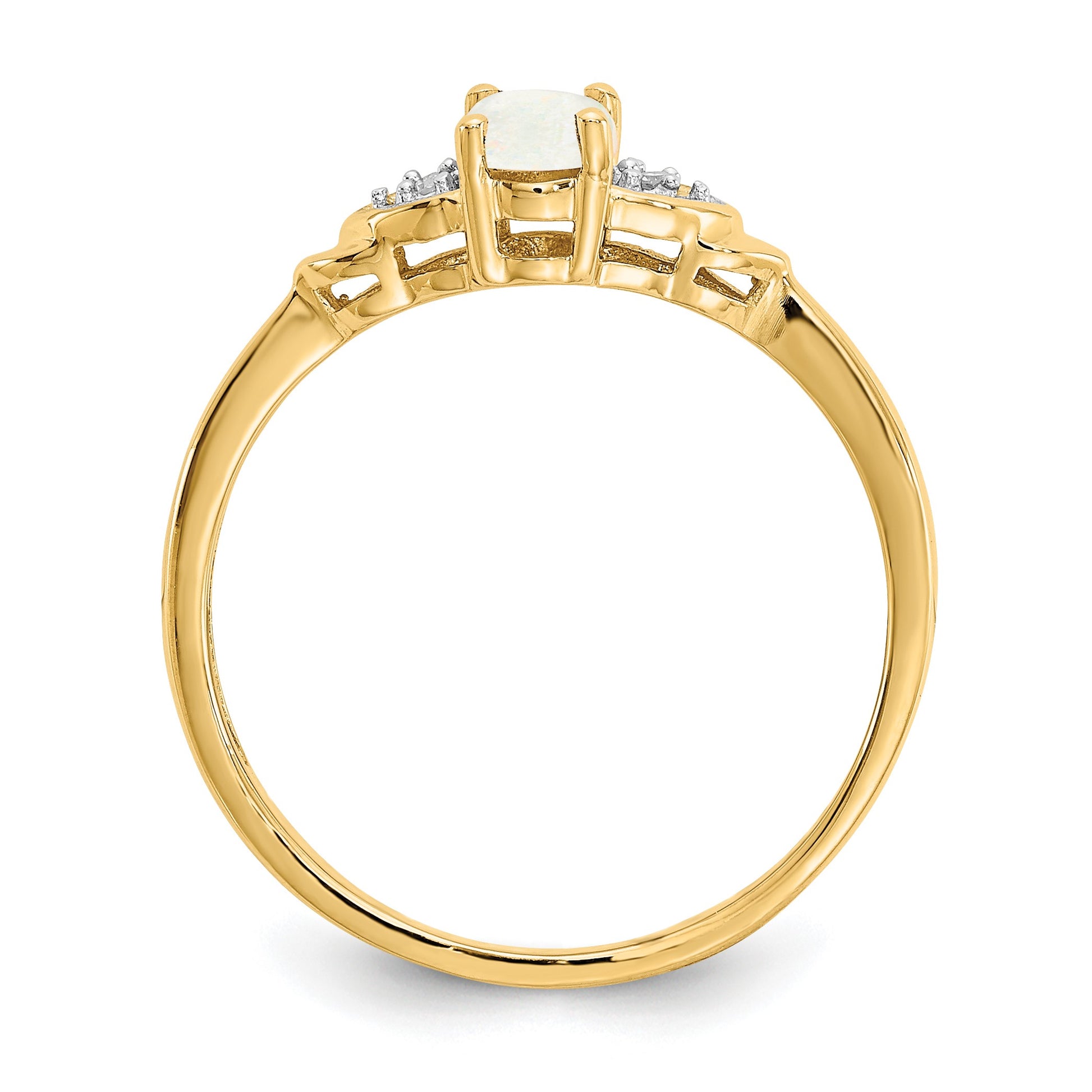 14k 6x4 Oval October/Opal and Diamond Ring