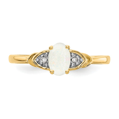 14k 6x4 Oval October/Opal and Diamond Ring