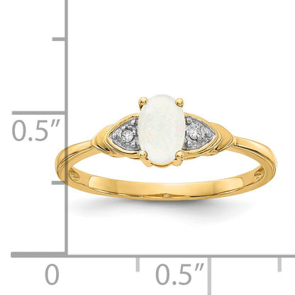14k 6x4 Oval October/Opal and Diamond Ring