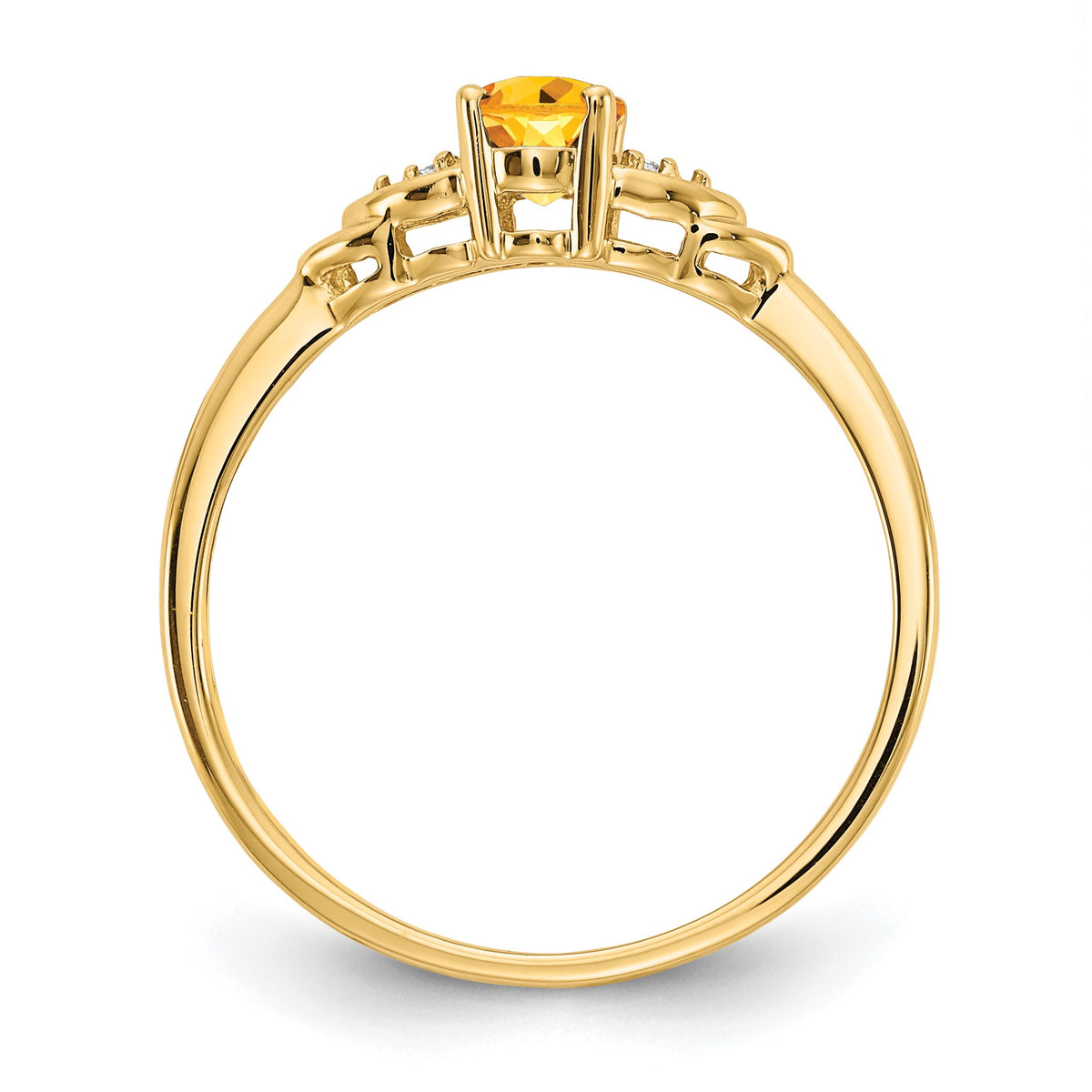 14k 6x4 Oval November/Citrine and Diamond Ring