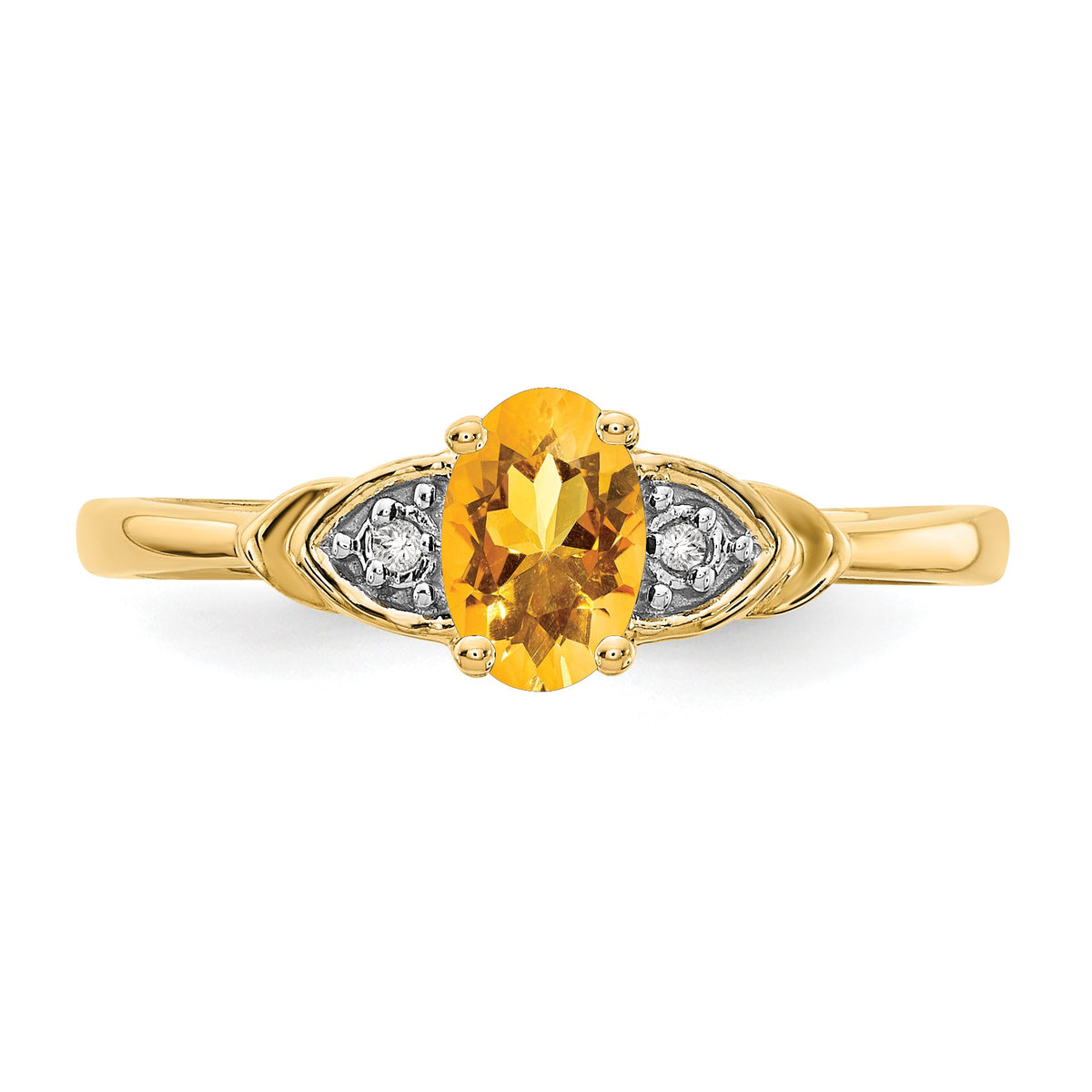 14k 6x4 Oval November/Citrine and Diamond Ring