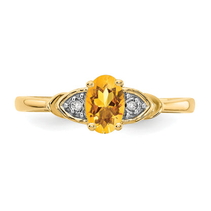 14k 6x4 Oval November/Citrine and Diamond Ring