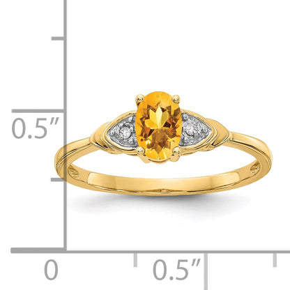 14k 6x4 Oval November/Citrine and Diamond Ring