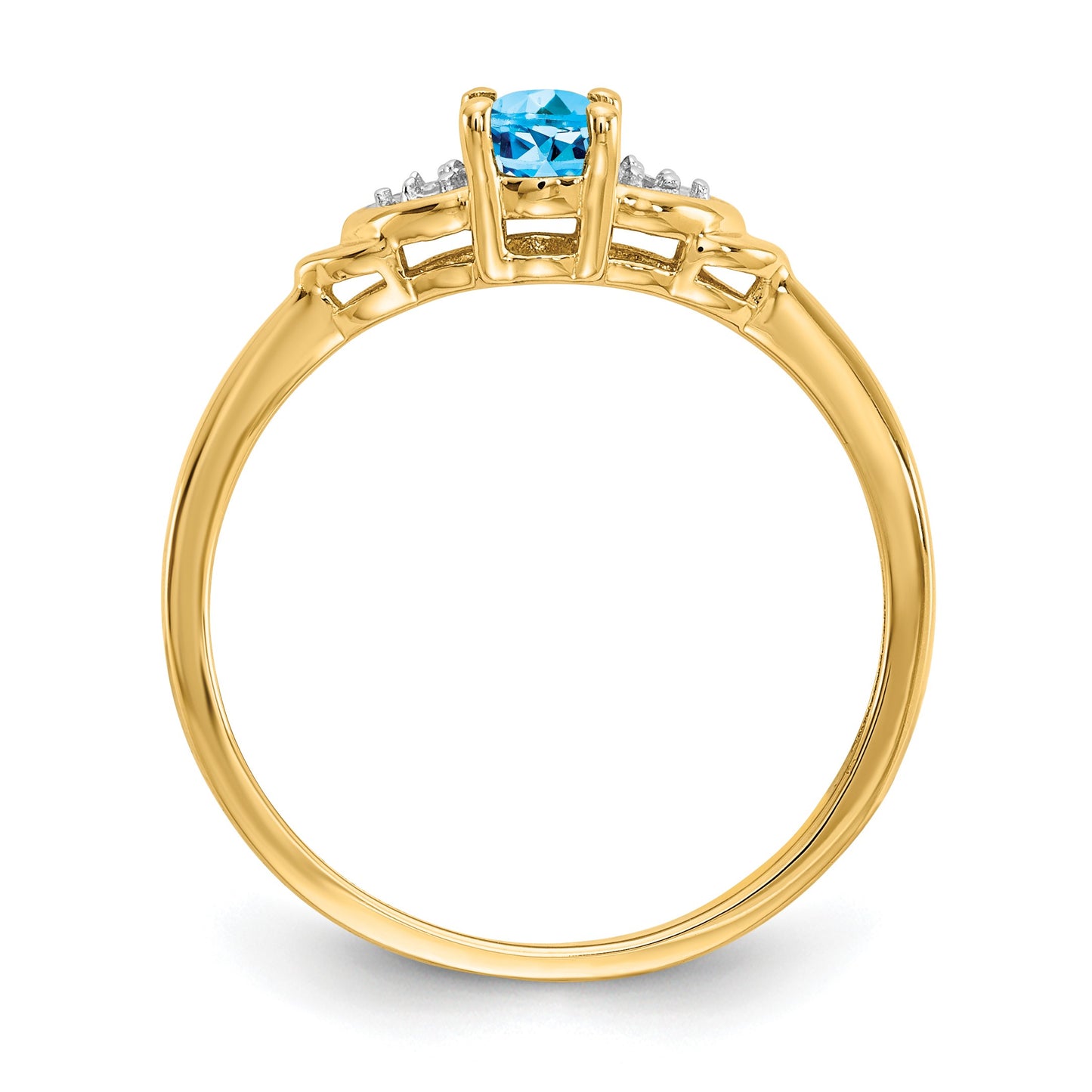 14k 6x4 Oval December/Blue Topaz and Diamond Ring