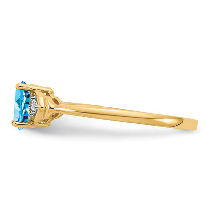 14k 6x4 Oval December/Blue Topaz and Diamond Ring