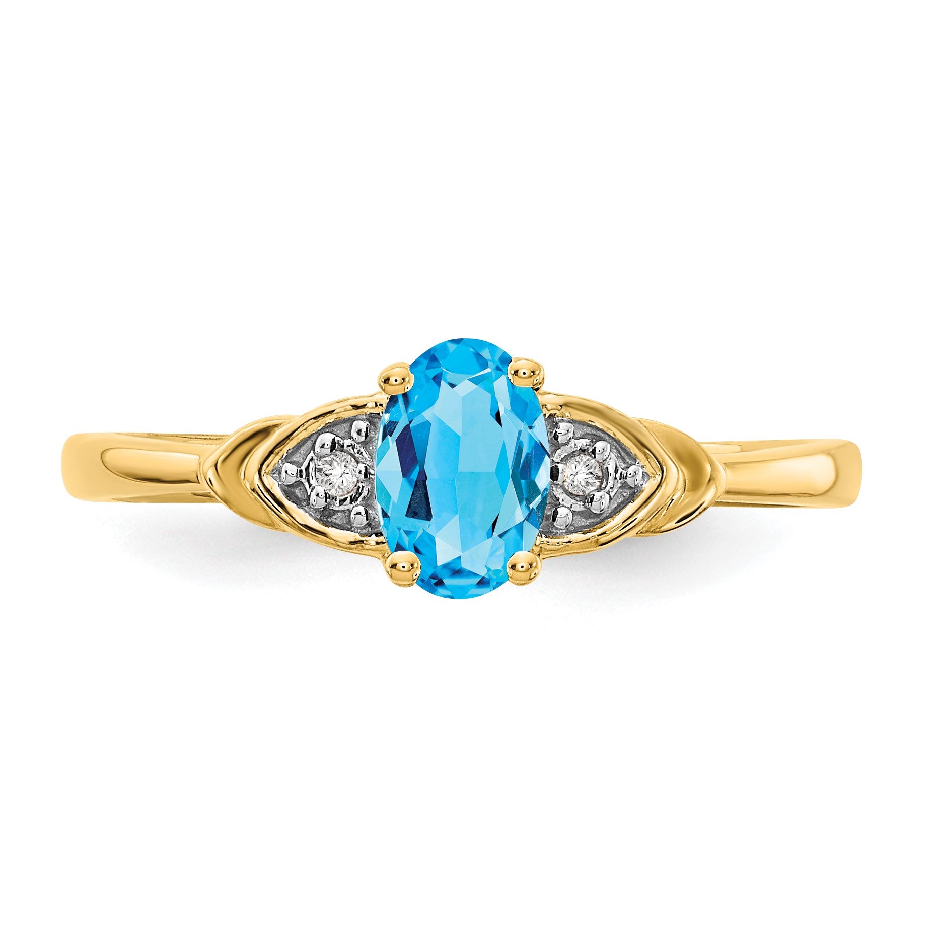 14k 6x4 Oval December/Blue Topaz and Diamond Ring