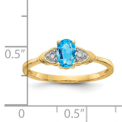 14k 6x4 Oval December/Blue Topaz and Diamond Ring