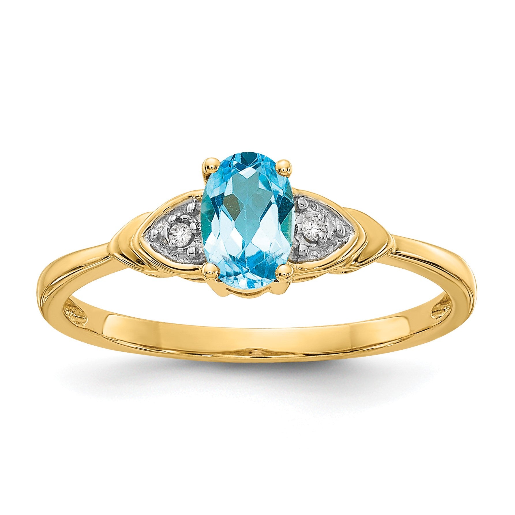 14k 6x4 Oval December/Blue Topaz and Diamond Ring