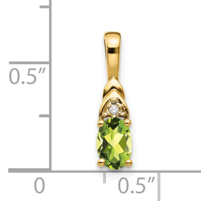 14k 6x4 Oval August/Peridot and Diamond Pendant