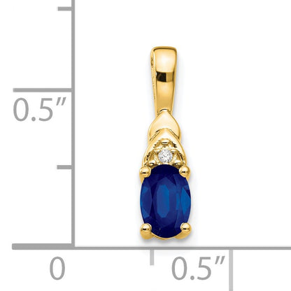 14k 6x4 Oval September/Sapphire and Diamond Pendant