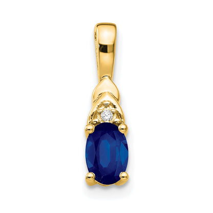 14k 6x4 Oval September/Sapphire and Diamond Pendant