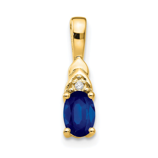 14k 6x4 Oval September/Sapphire and Diamond Pendant