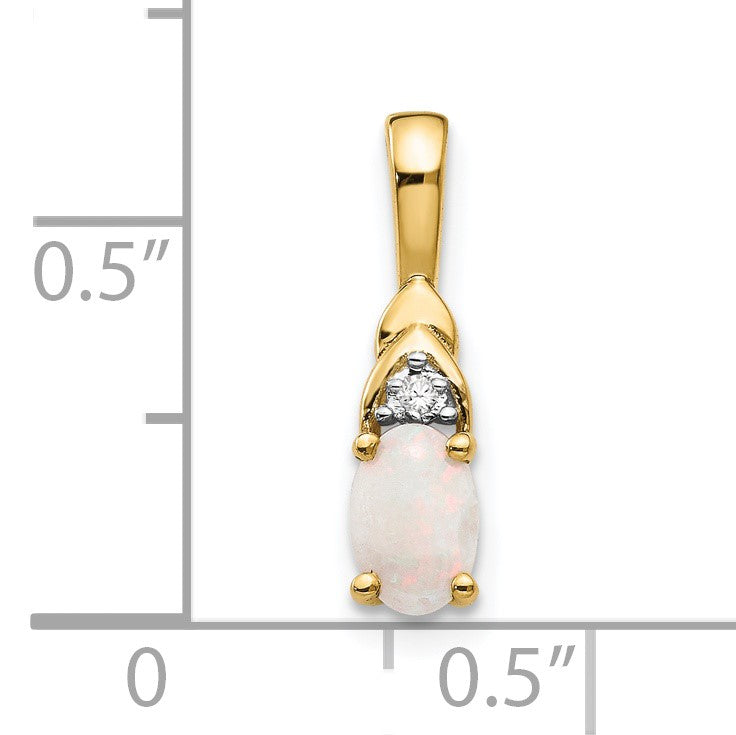 14k 6x4 Oval October/Opal and Diamond Pendant