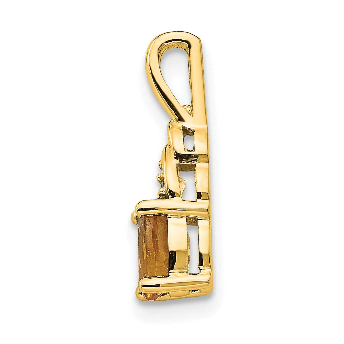 14k 6x4 Oval November/Citrine and Diamond Pendant