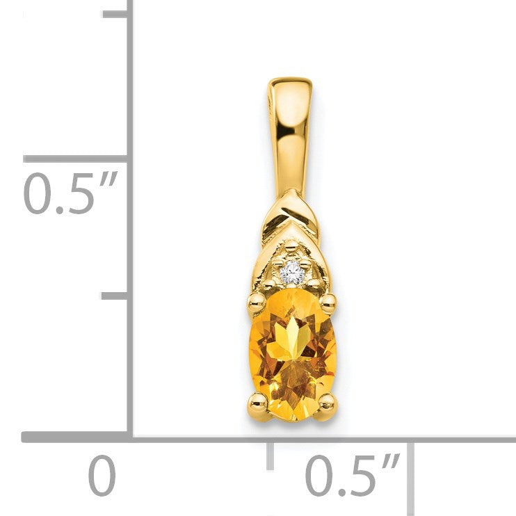 14k 6x4 Oval November/Citrine and Diamond Pendant