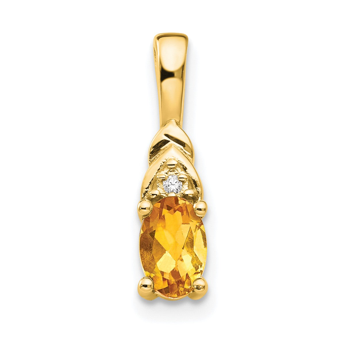 14k 6x4 Oval November/Citrine and Diamond Pendant