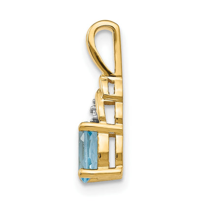 14k 6x4 Oval December/Blue Topaz and Diamond Pendant