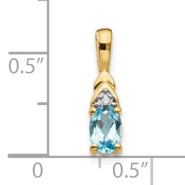 14k 6x4 Oval December/Blue Topaz and Diamond Pendant