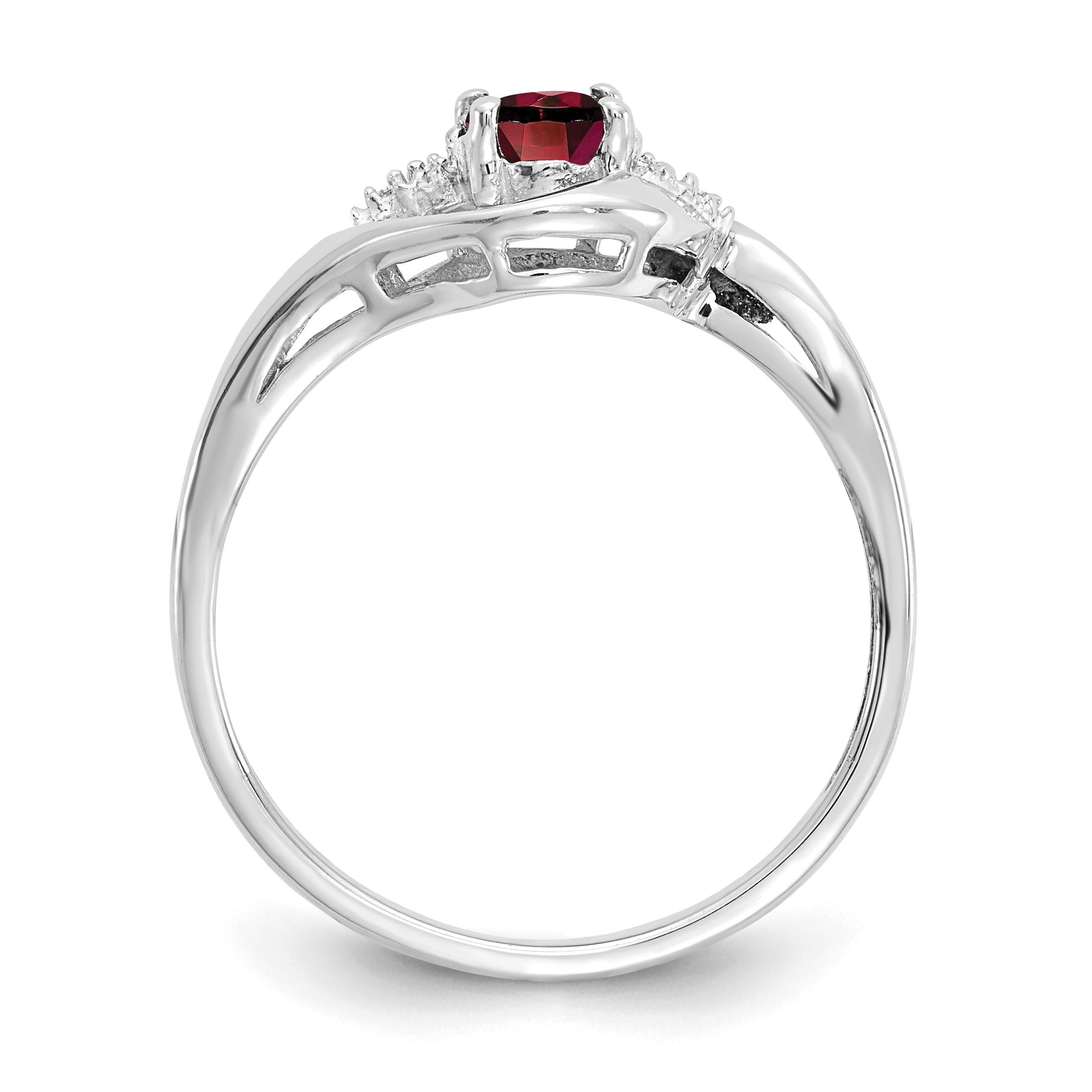 14k White Gold 6x4 Oval January/Garnet and Diamond Ring