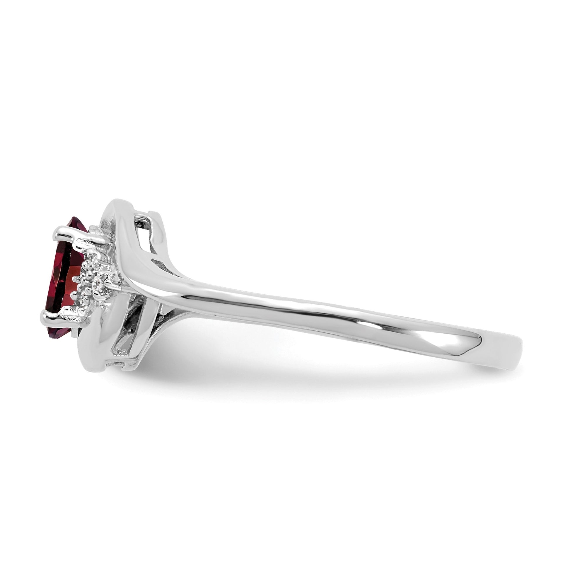 14k White Gold 6x4 Oval January/Garnet and Diamond Ring